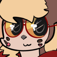 A cream and brown colored furry character wearing red glasses.