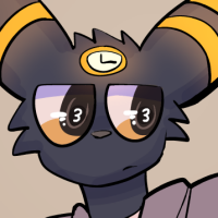 A skeptical black furry character with a clock on their forehead.
